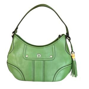 Etienne Aigner Scottsdale collection hobo shoulder bag in a green vegan leather